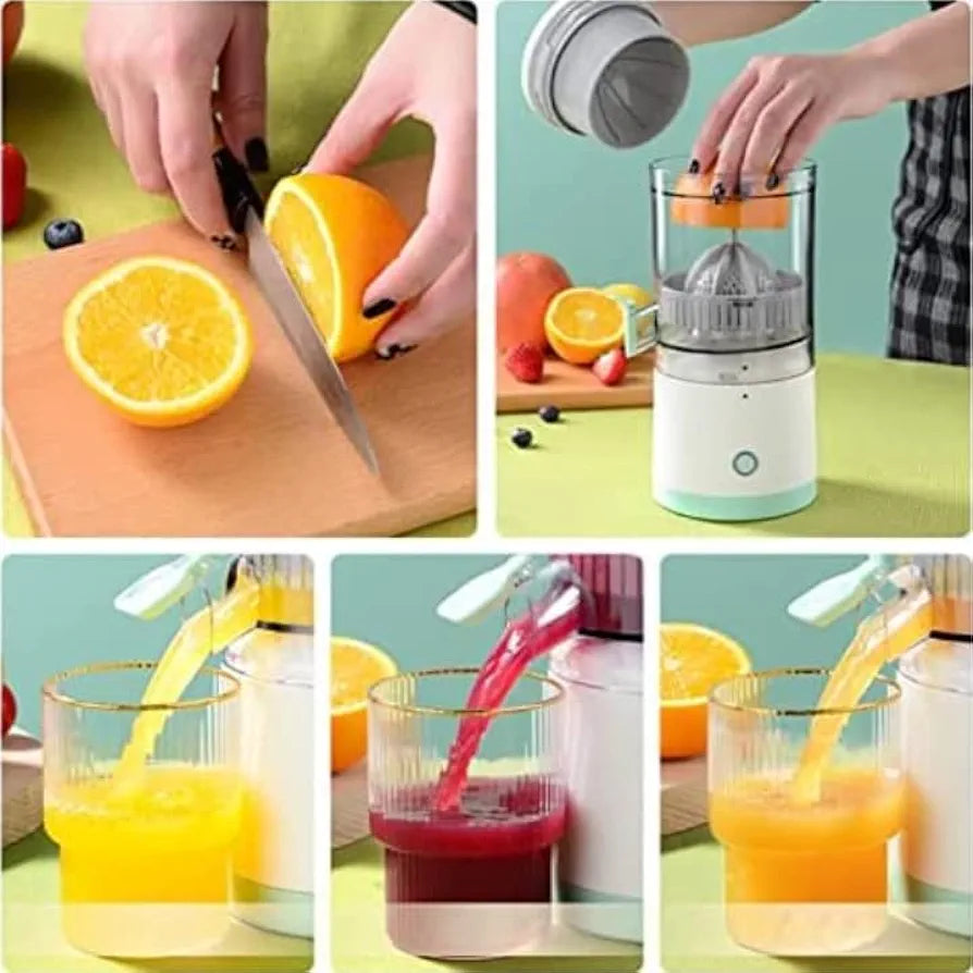 ( FIRST TIME IN INDIA WITH LIFETIME MANUFACTURING DEFECT WARRANTY ) Automatic Citrus Fruit Juicer Electrical Orange Juicer Squeezer Electric Lemon Juicer Rechargeable and Portable for Kitchen Juicer Machines for Grapefruit Lime Pomegranate Orange With US