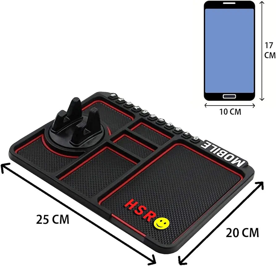 Car Non Slip Dashboard Mat 4-in-1 Multifunctional 360°Rotating Phone Holder Phone Pad with Temporary Car Parking Number & 2 Perfume Aromatherapy Anti-Shake Pad Universal Phone Holder (Red)
