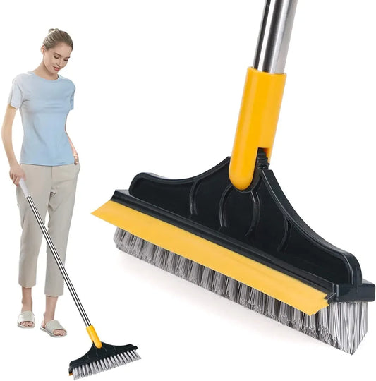 Bathroom Cleaning Brush with Wiper 2 in 1 Tiles Cleaning Brush Floor Scrub Bathroom Brush with Long Handle 120° Rotate Bathroom Floor Cleaning Brush Home Kitchen Bathroom Cleaning Accessories