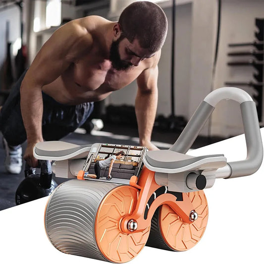 Automatic Rebound Ab Abdominal Exercise Roller Wheel With Timer- Core Strength Trainer, Ab Workout Equipment, Dual Wheel Design, Fitness Home Gym Exercise Tool for Abs, Core