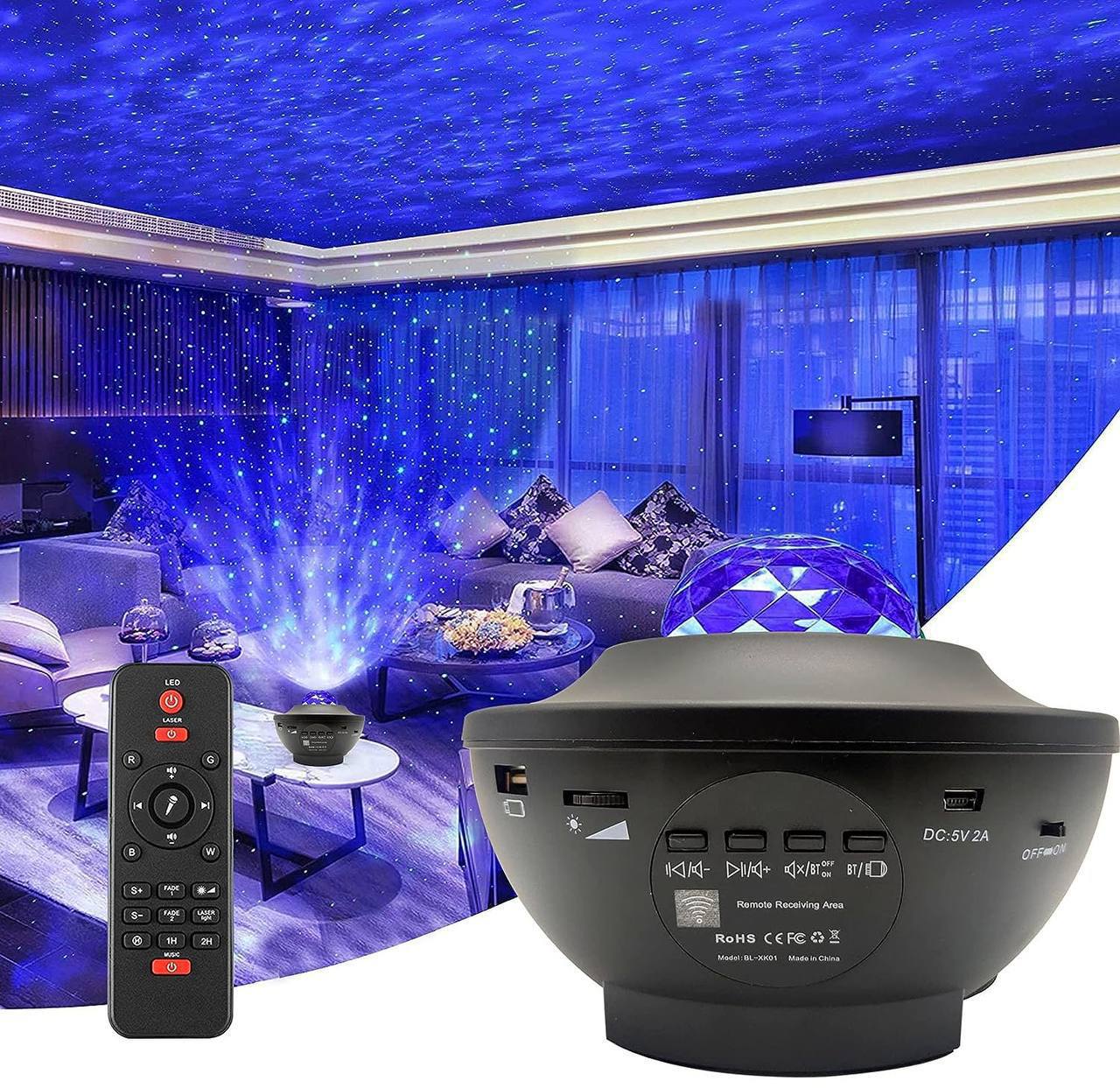 3 in 1 Galaxy Projector, Norhthern Light Projector Star Projector, Ocean Wave ceiling Projector For baby Bedroom, LED Lights Aurora Projector & Bluetooth Music Speaker with Timer & Remote Control